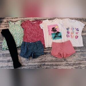 Girls Mixed Tops & Shorts Bundle in Pink, White, Mint & Denim